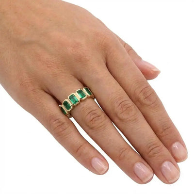6.45ctw Emerald Cut Emerald Eternity Band