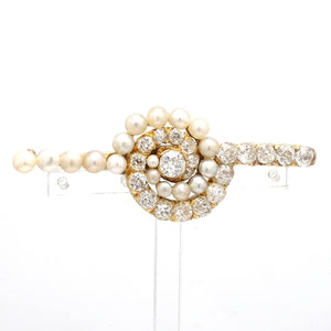 Old Mine Cut Diamond and Pearl Brooch