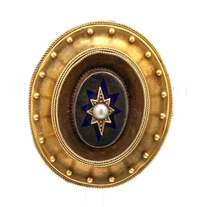 Pearl and Enamel Mourning Brooch