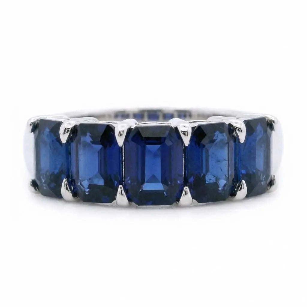 5.18ctw Emerald Cut Sapphire Eternity Band