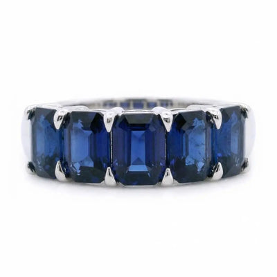 5.18ctw Emerald Cut Sapphire Eternity Band