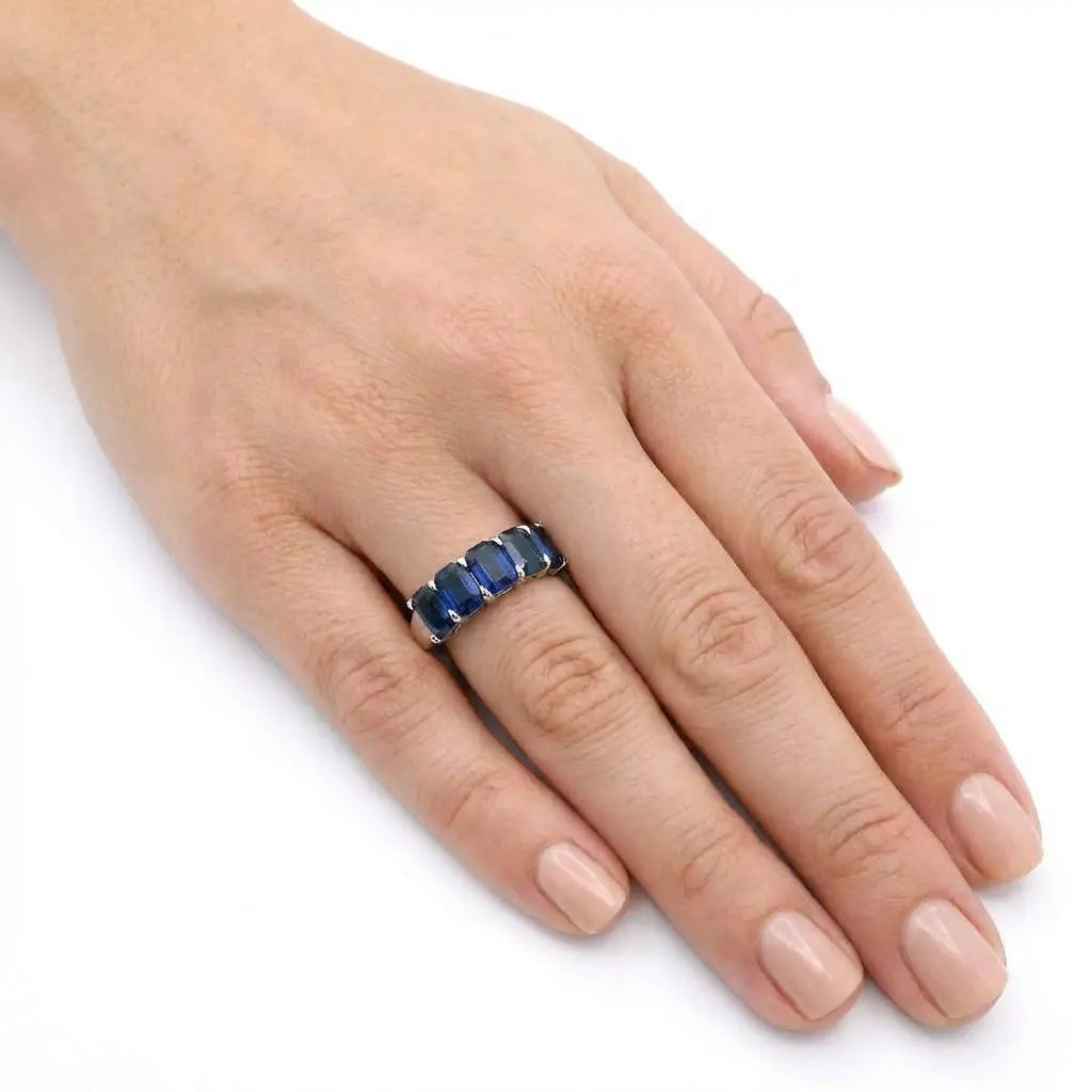 5.18ctw Emerald Cut Sapphire Eternity Band