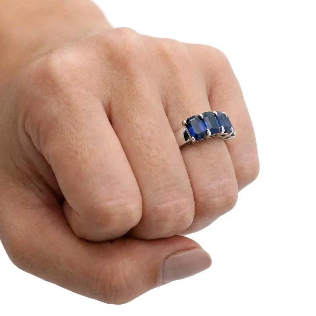 5.18ctw Emerald Cut Sapphire Eternity Band