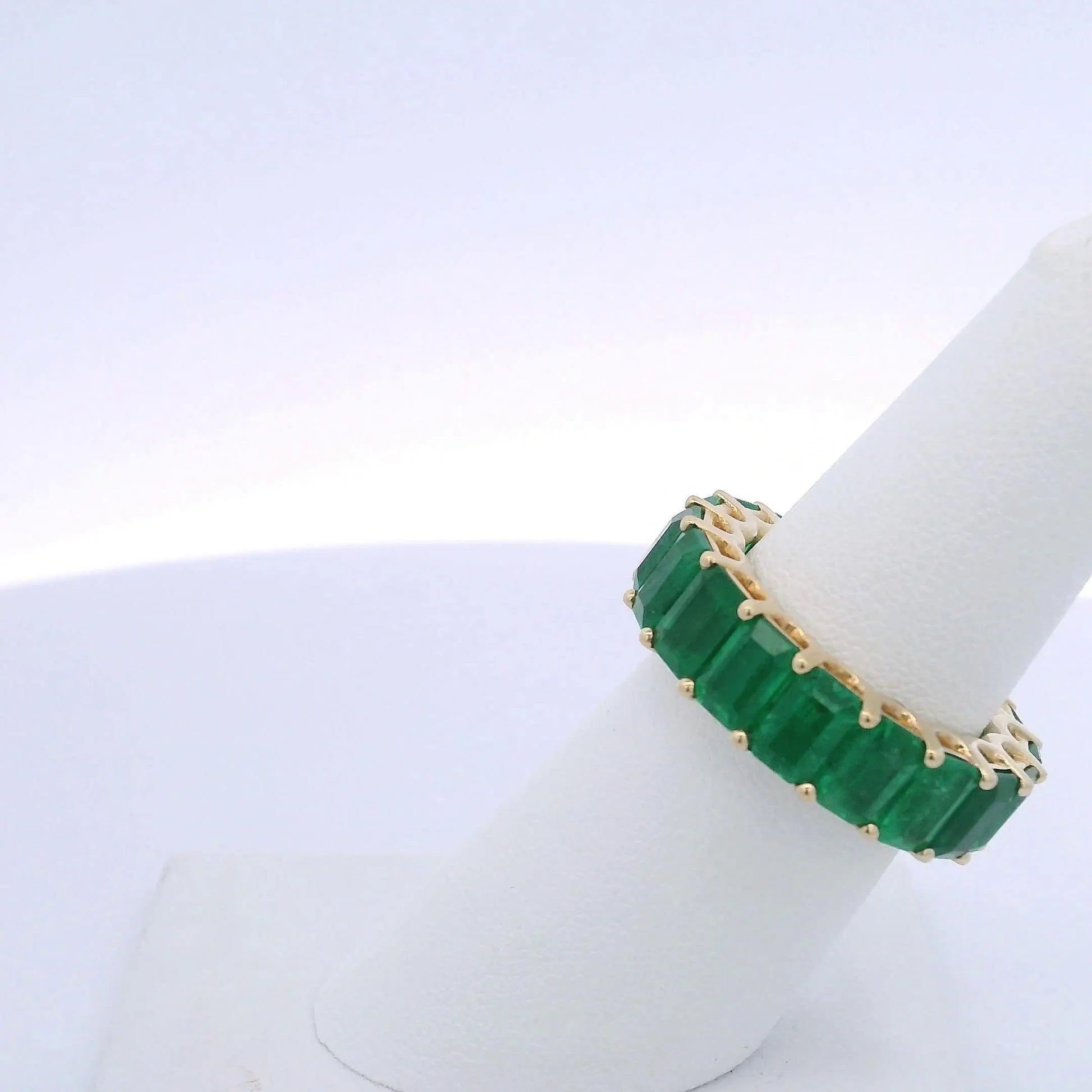 9.98CTW EMERALD CUT EMERALD ETERNITY BAND