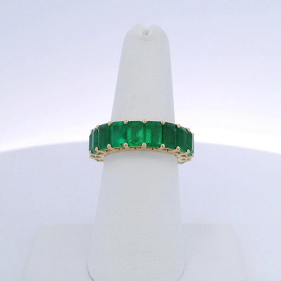 9.98CTW EMERALD CUT EMERALD ETERNITY BAND