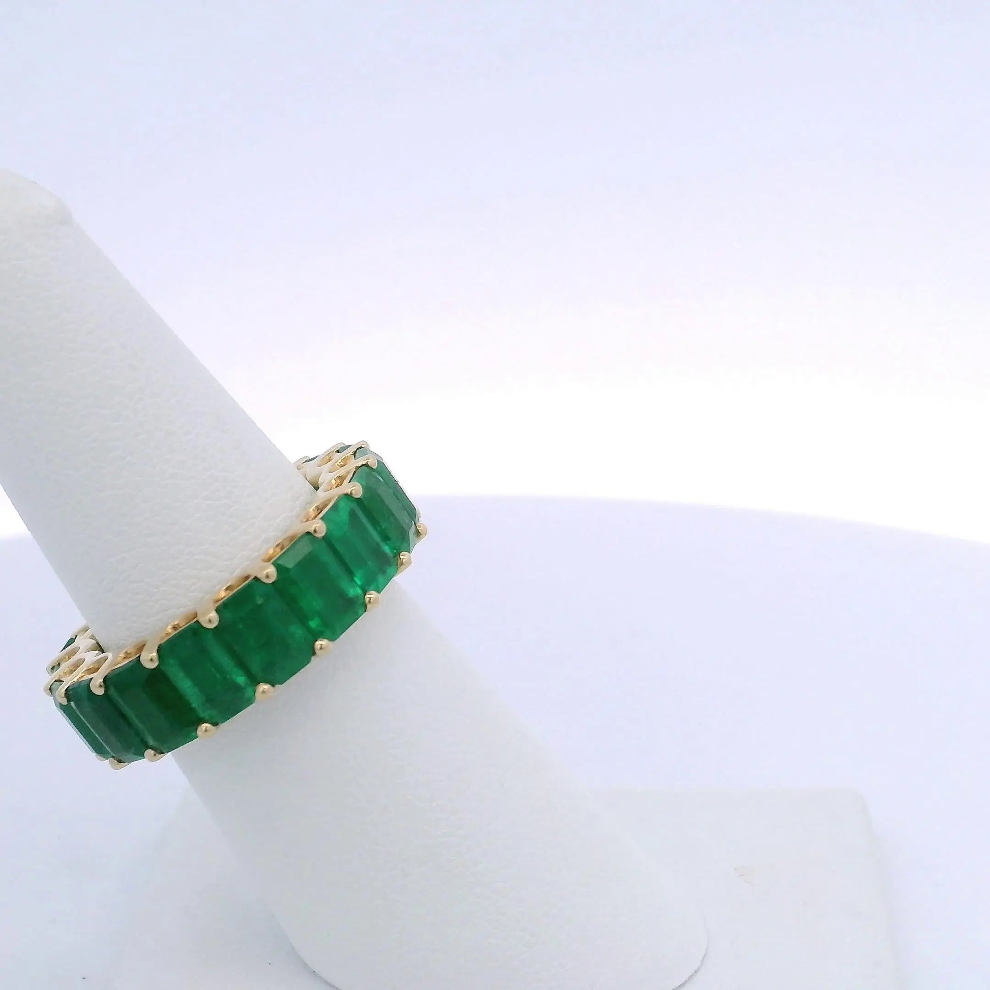 9.98CTW EMERALD CUT EMERALD ETERNITY BAND