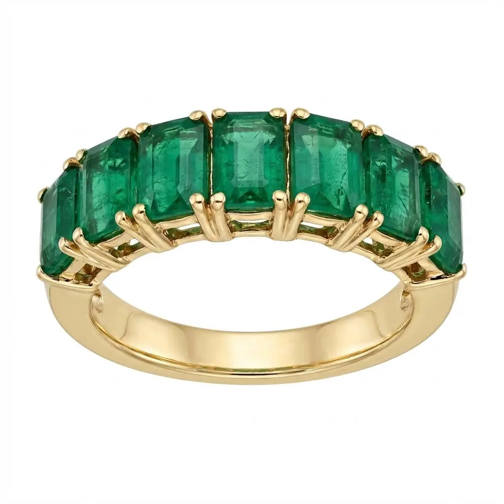 3.84ctw Emerald Cut Emerald Eternity Band