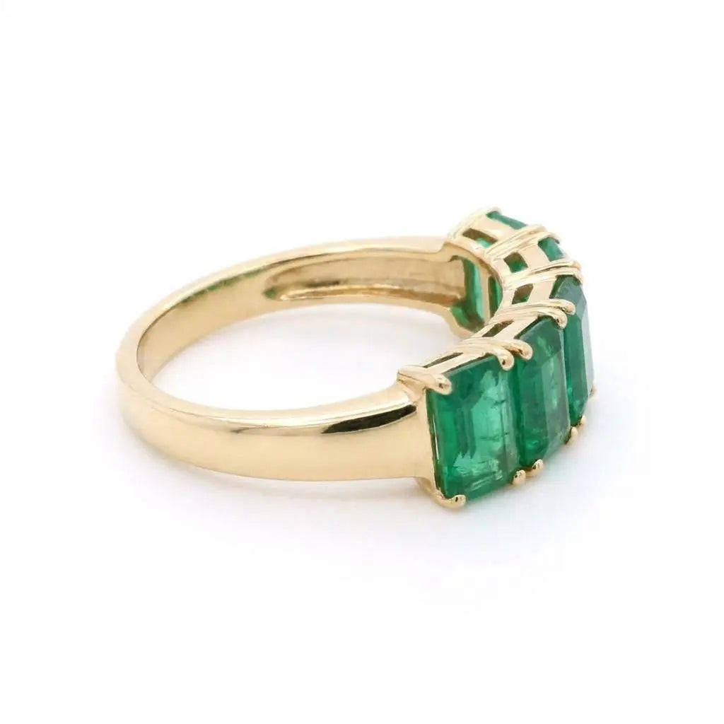 3.84ctw Emerald Cut Emerald Eternity Band