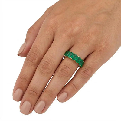 3.84ctw Emerald Cut Emerald Eternity Band