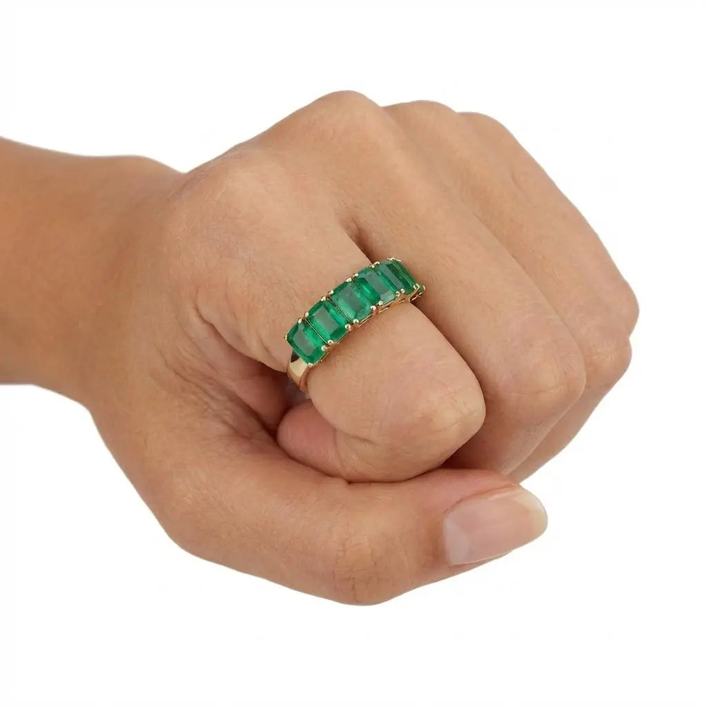 3.84ctw Emerald Cut Emerald Eternity Band