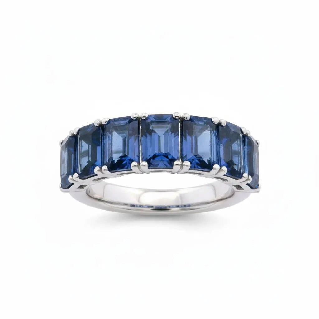 4.25ctw Emerald Cut Sapphire Eternity Band