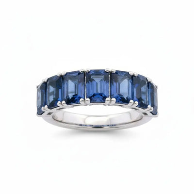 4.25ctw Emerald Cut Sapphire Eternity Band