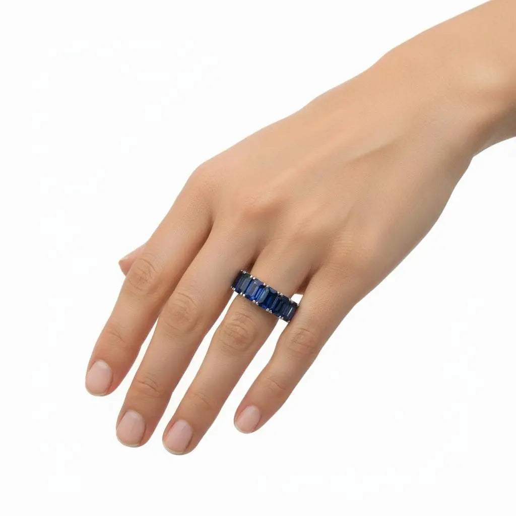 4.25ctw Emerald Cut Sapphire Eternity Band