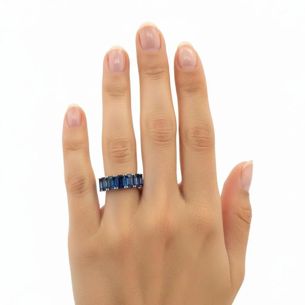 4.25ctw Emerald Cut Sapphire Eternity Band