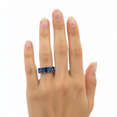 4.25ctw Emerald Cut Sapphire Eternity Band