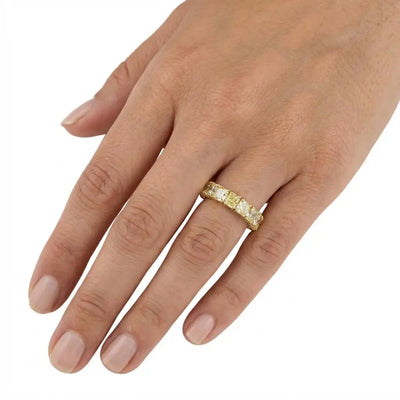 5.93ctw Radiant Cut Yellow Diamond Eternity Band