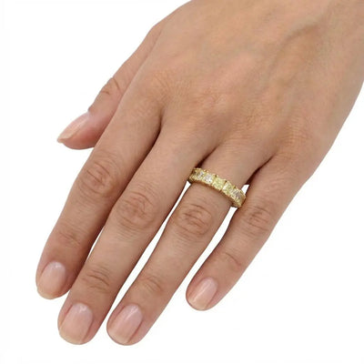 6.65ctw Radiant Cut Yellow Diamond Eternity Band
