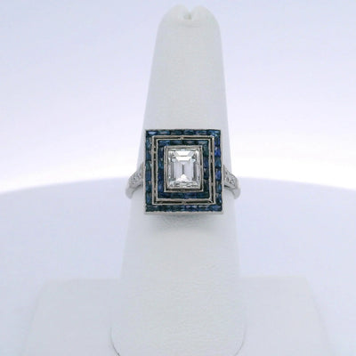 1.01CTW BAGUETTE CUT DIAMOND 1.00CTW SAPPHIRE RING