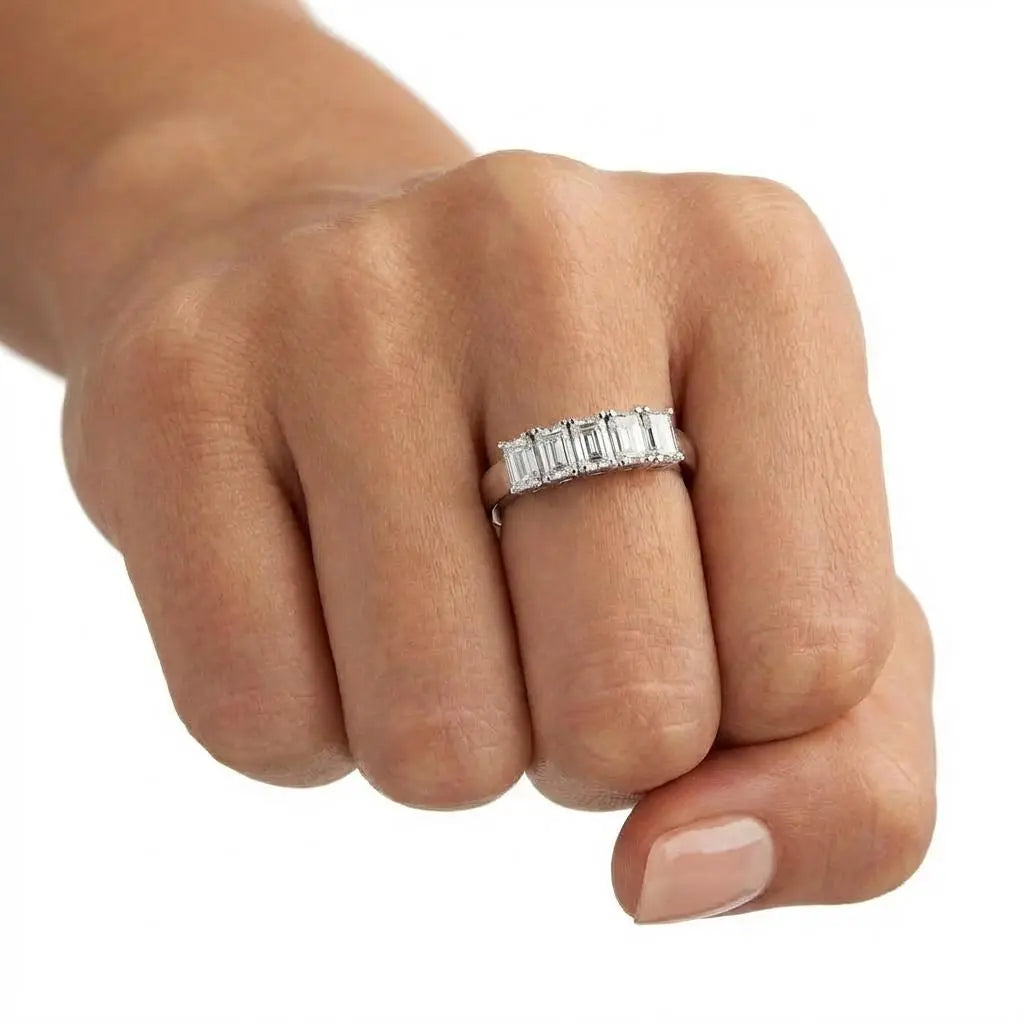 1.35ctw Emerald Cut Diamonds Eternity Band