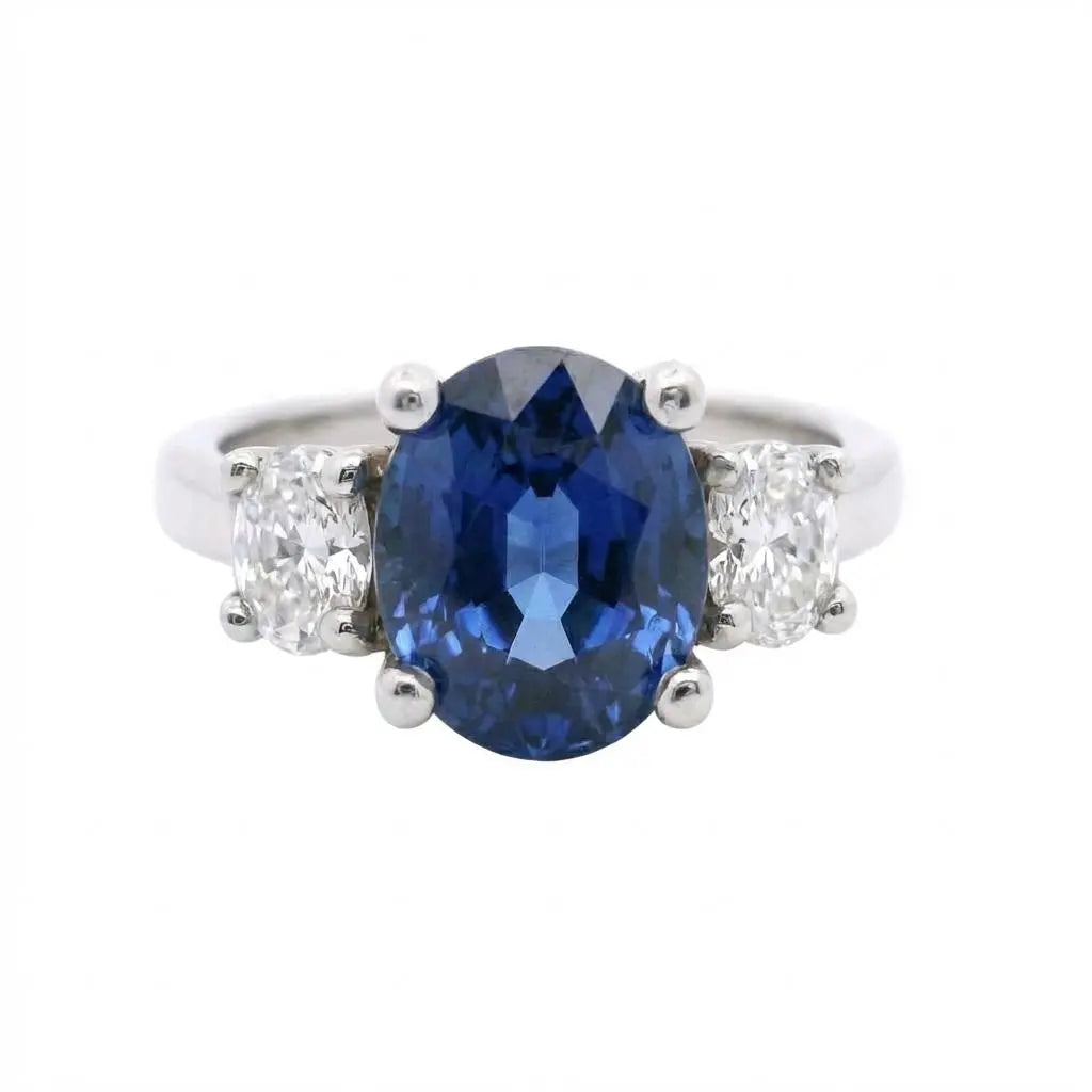 6.22ct Oval Sapphire & 0.84ct Oval Cut Diamond