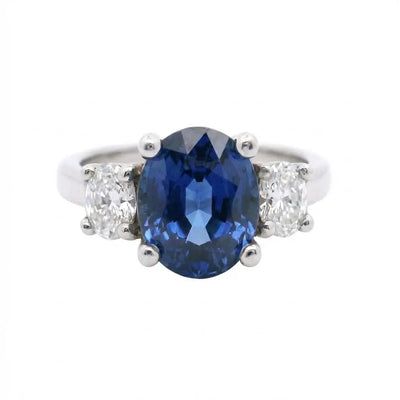 6.22ct Oval Sapphire & 0.84ct Oval Cut Diamond