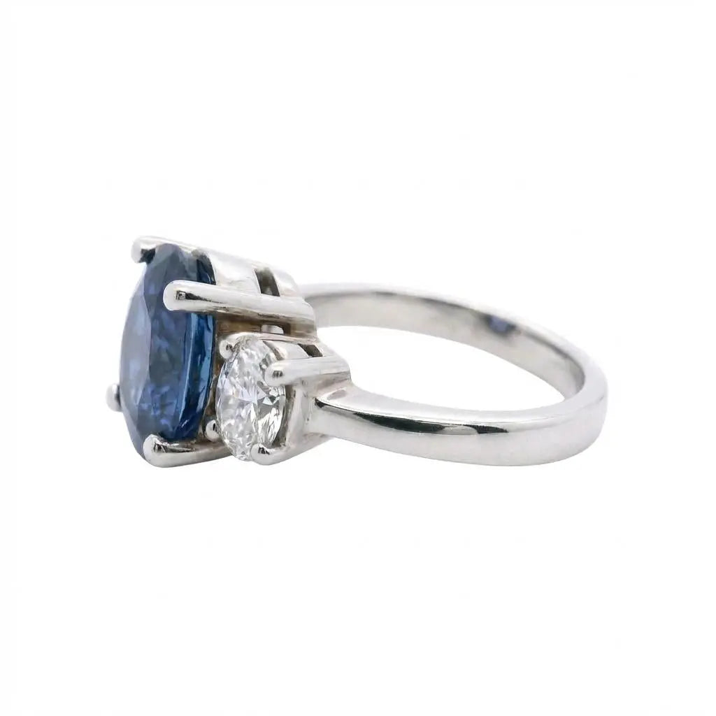 6.22ct Oval Sapphire & 0.84ct Oval Cut Diamond