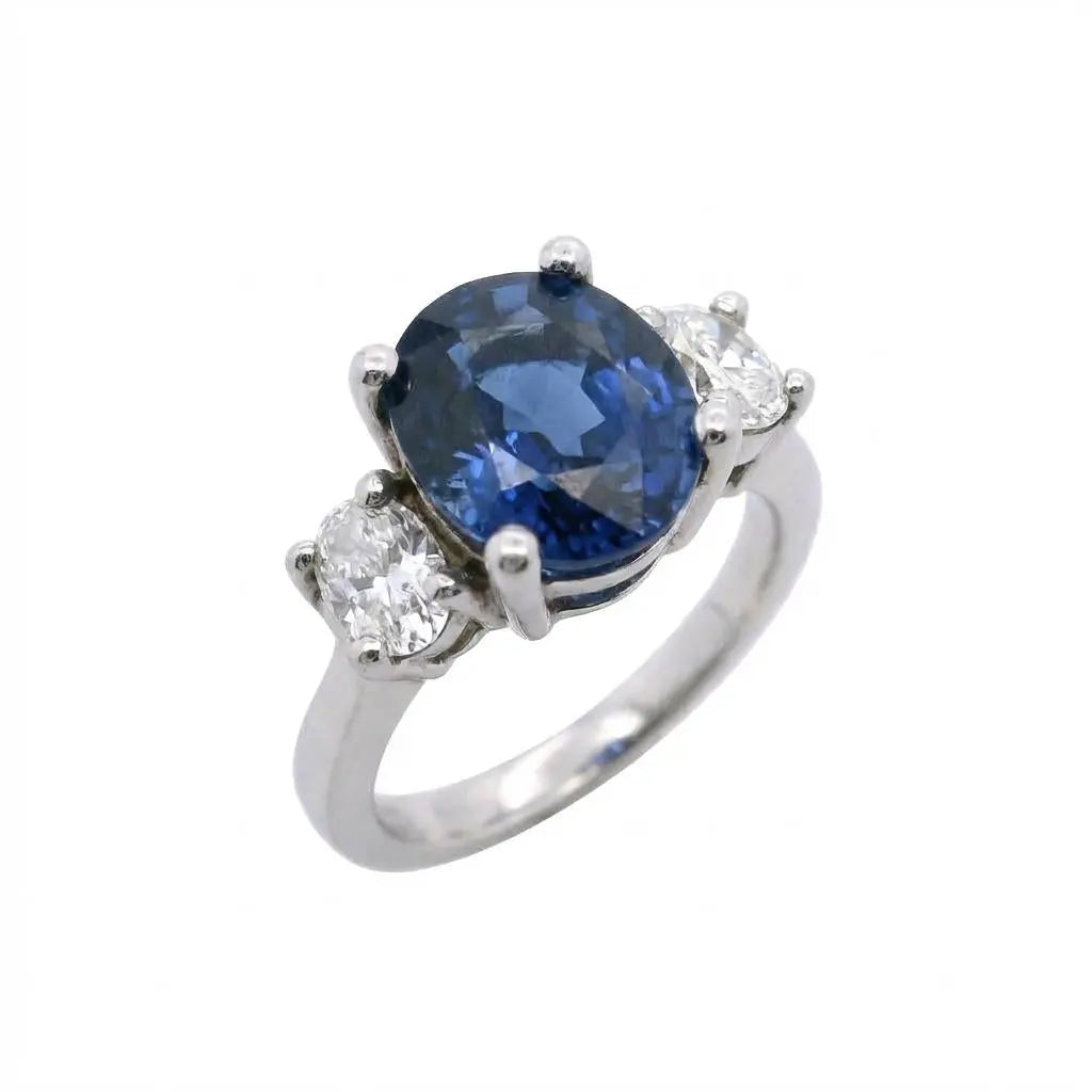 6.22ct Oval Sapphire & 0.84ct Oval Cut Diamond