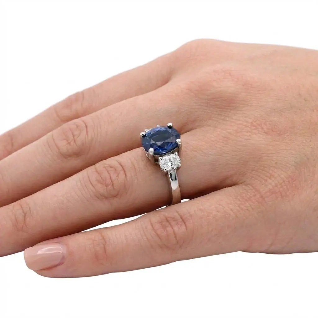 6.22ct Oval Sapphire & 0.84ct Oval Cut Diamond