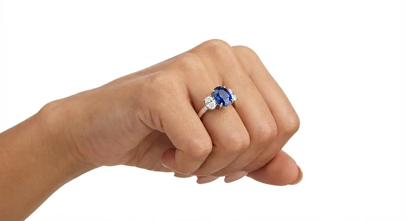 6.22ct Oval Sapphire & 0.84ct Oval Cut Diamond