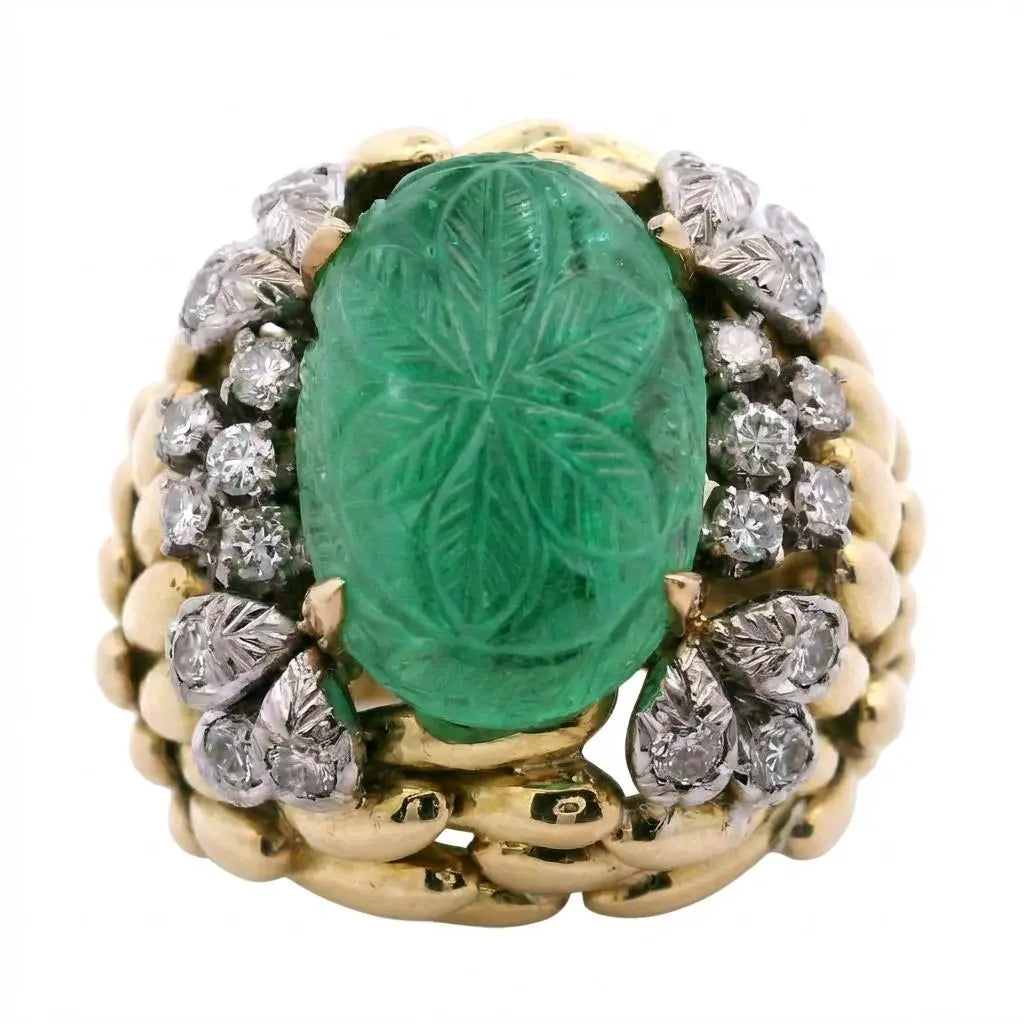 David Webb Carved Emerald