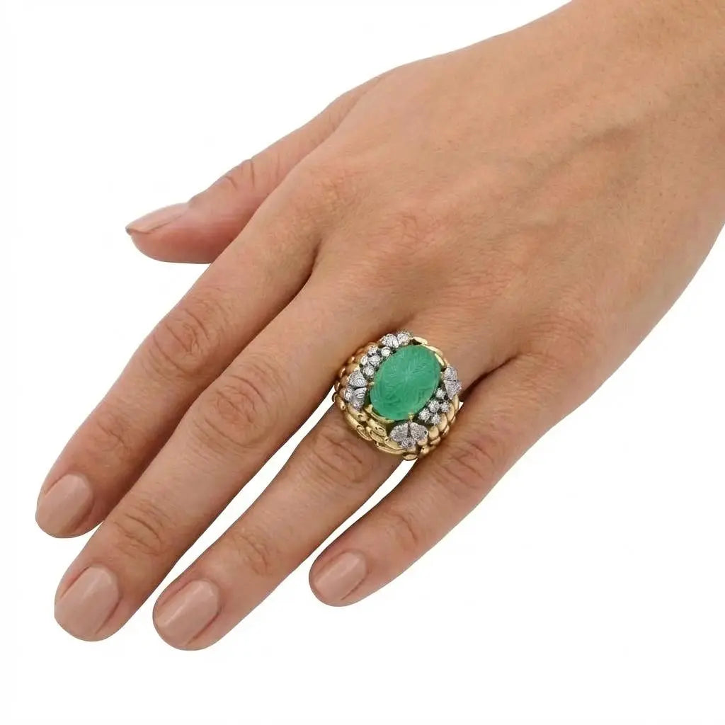 David Webb Carved Emerald