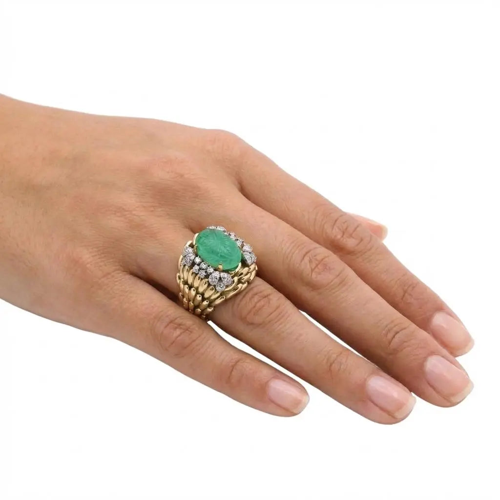 David Webb Carved Emerald