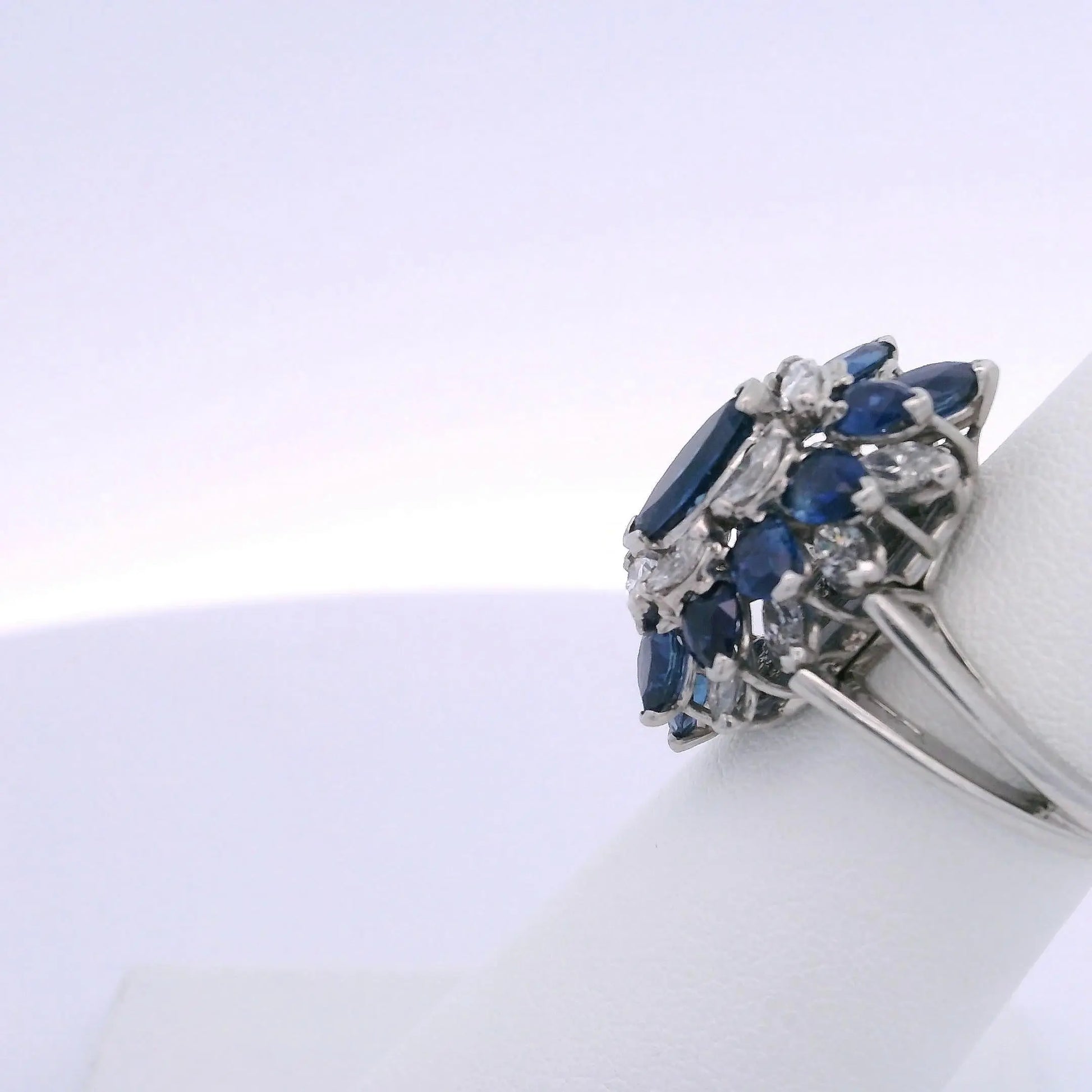 2.75CTW SAPPHIRES & 1.25CTW MARQUISE CUT DIAMOND RING