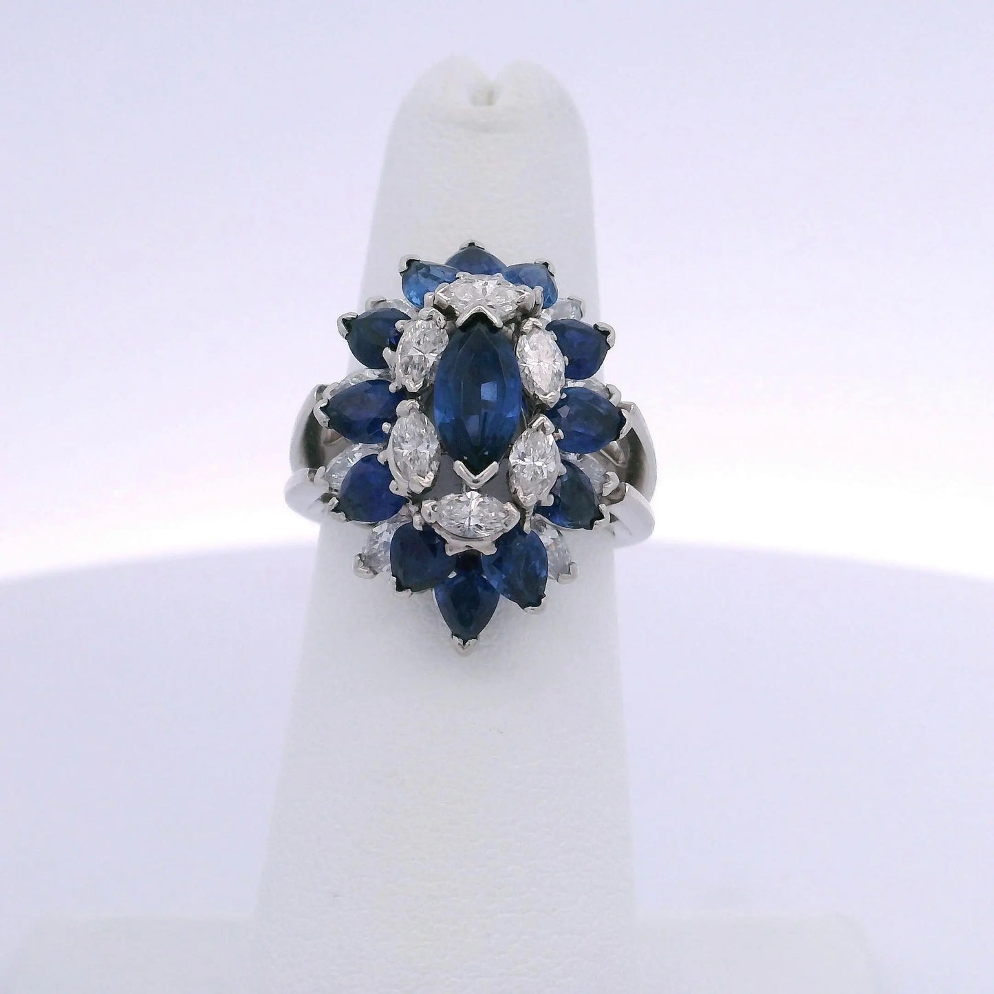 2.75CTW SAPPHIRES & 1.25CTW MARQUISE CUT DIAMOND RING
