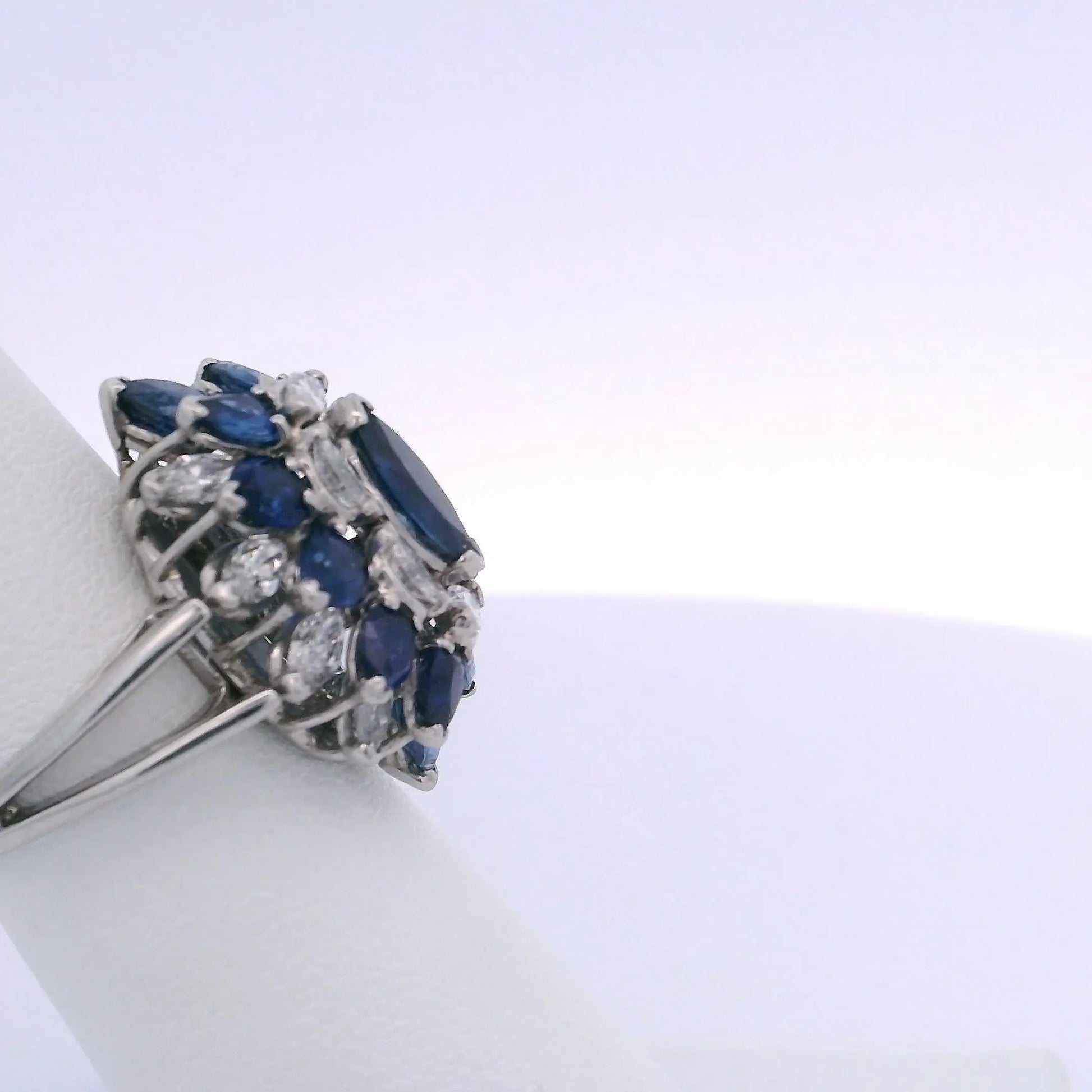 2.75CTW SAPPHIRES & 1.25CTW MARQUISE CUT DIAMOND RING
