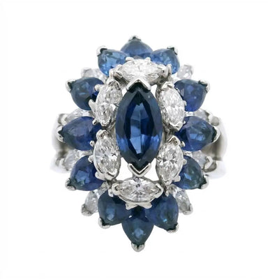 2.75ctw Sapphire & 1.25ctw Marquise Cut Diamond