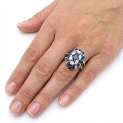 2.75ctw Sapphire & 1.25ctw Marquise Cut Diamond