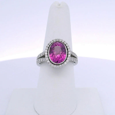 6.60CTW PINK SAPPHIRE & 1.05CTW BRILLIANT CUT DIAMOND RING
