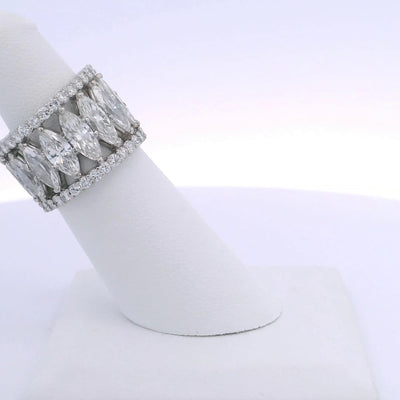 HAMMERMAN BROS 9.07CTW MARQUISE & ROUND BRILLIANT CUT DIAMOND ETERNITY BAND