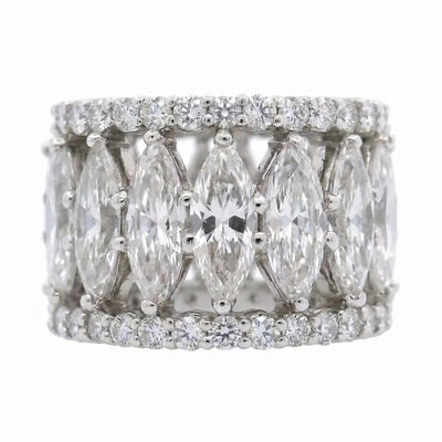 Hammerman Bros 9.07ctw Marquise & Round Brilliant Cut Diamond Eternity Band