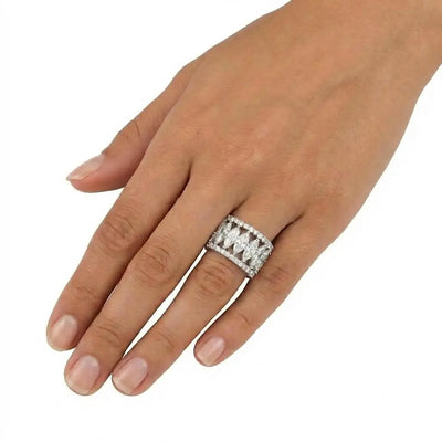 Hammerman Bros 9.07ctw Marquise & Round Brilliant Cut Diamond Eternity Band