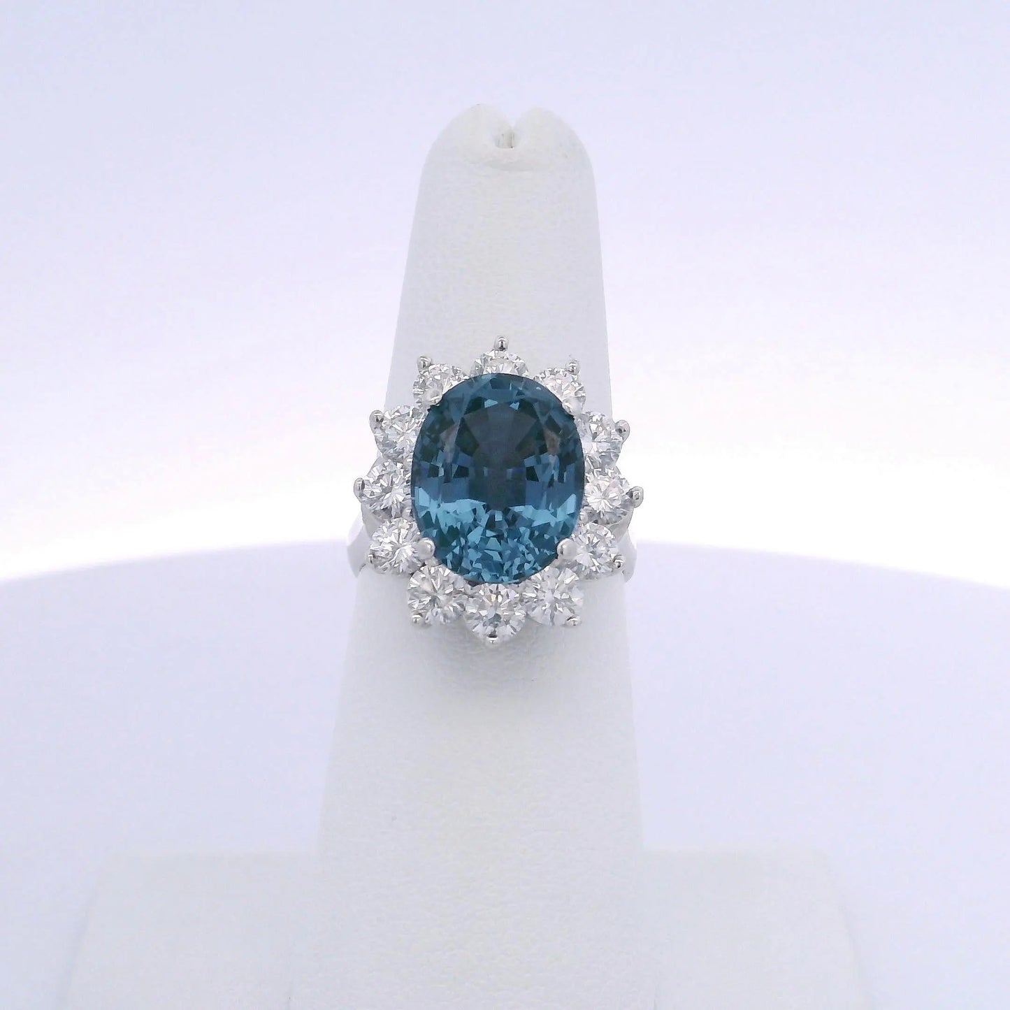 6.52CTW BLUE SPINEL & 2.50CTW ROUND BRILLIANT CUT DIAMOND RING