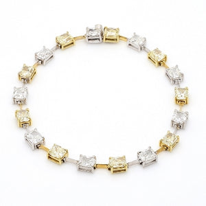 9.51ctw Yellow and White alternating Cushion Diamond Bracelet
