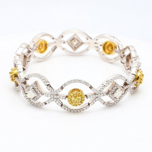 6.39ctw White and Yellow multi shape Diamond Bracelet