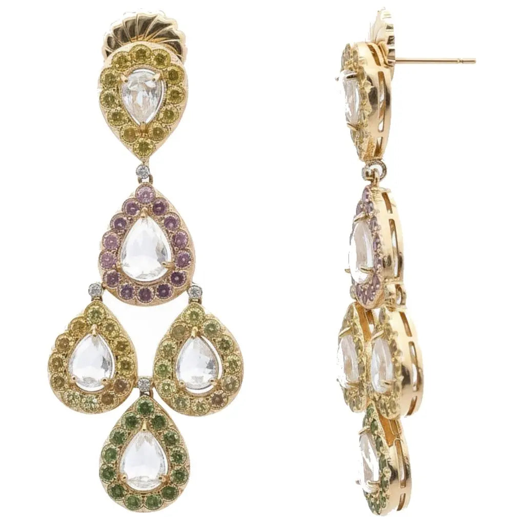 6.70ctw Pear Shaped Rose Cut Diamond Earrings