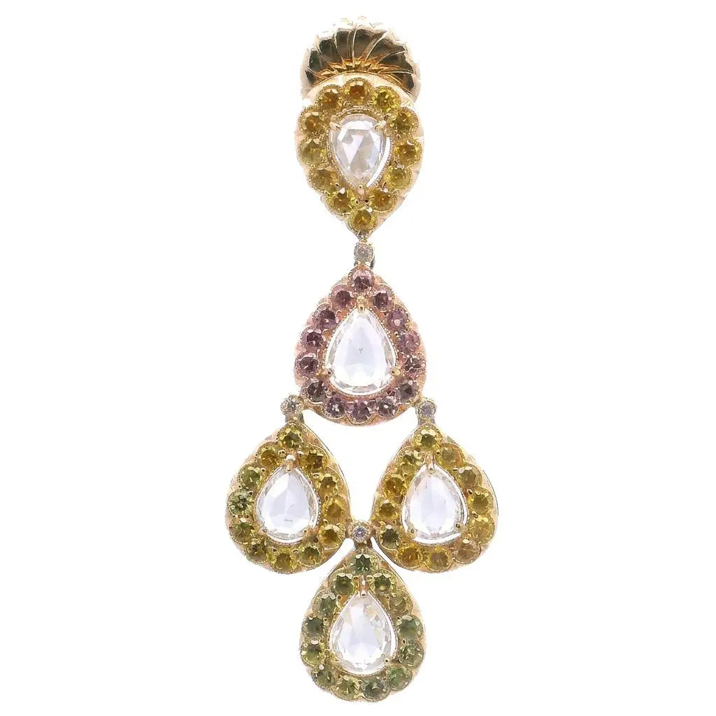 6.70ctw Pear Shaped Rose Cut Diamond Earrings