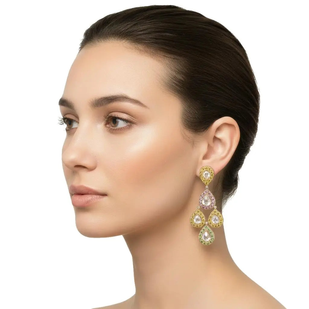 6.70ctw Pear Shaped Rose Cut Diamond Earrings