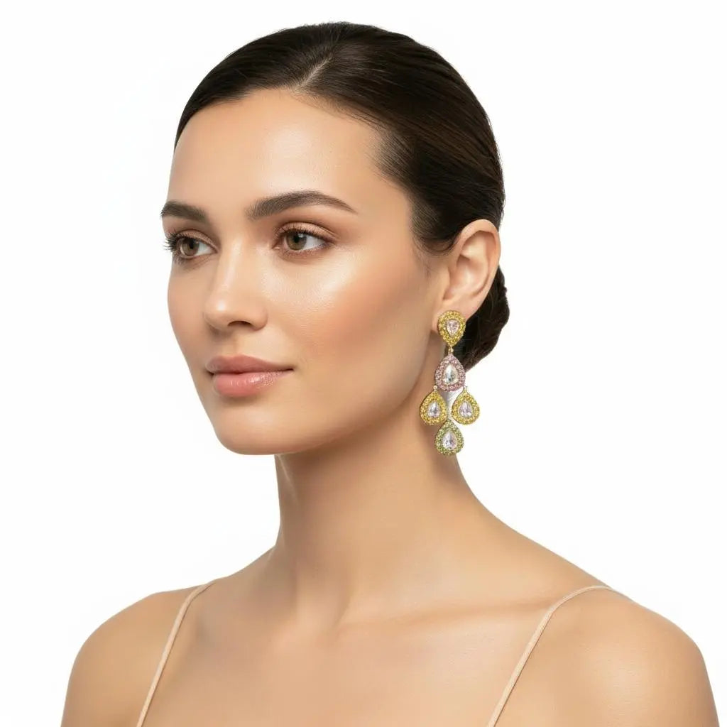 6.70ctw Pear Shaped Rose Cut Diamond Earrings