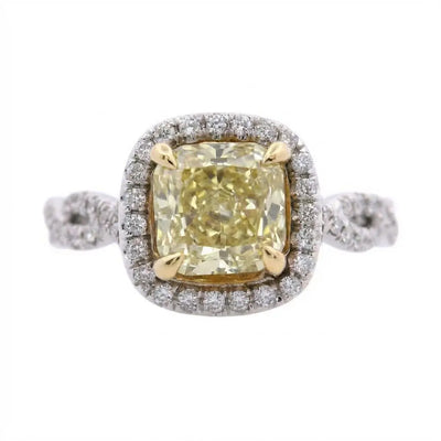 2.04ct Greenish Yellow Cushion Cut Diamond