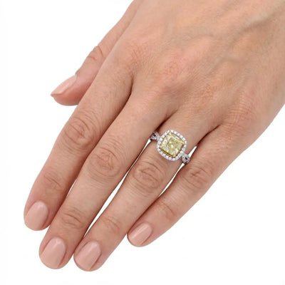 2.04ct Greenish Yellow Cushion Cut Diamond